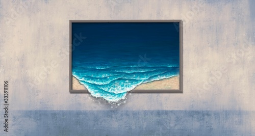 Fototapeta Naklejka Na Ścianę i Meble -  Surreal wave painting 