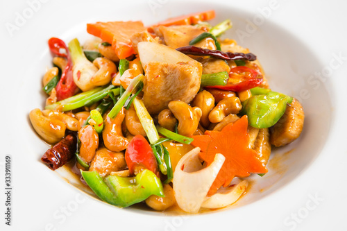 stir fried chicken vegetable and cashew nuts
