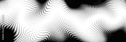 Fototapeta Naklejka Na Ścianę i Meble -  Vector halftone dots background, fading dot effect. Abstract vector background, dark curved lines. 