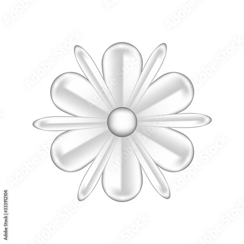 single flowers silver ornate isolated on white background, luxury flower petal silver simple, silver flowers object metal sculpture, illustration of deluxe silver flower, clip art flowers luxurious