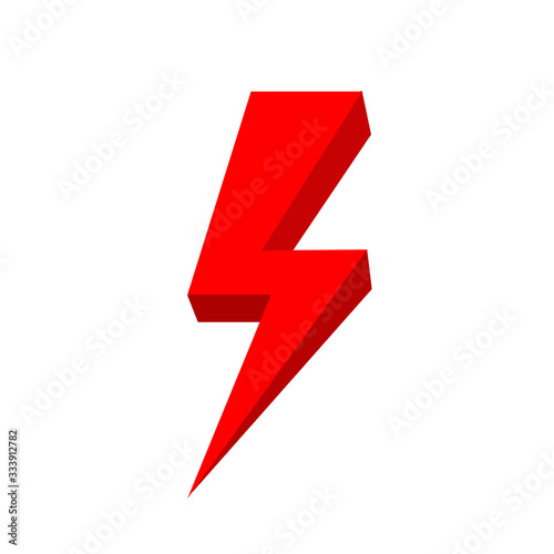 red thunder icon isolated on white background, thunder storm symbol red flat lay, clip art thunder, 3d thunder red for logo