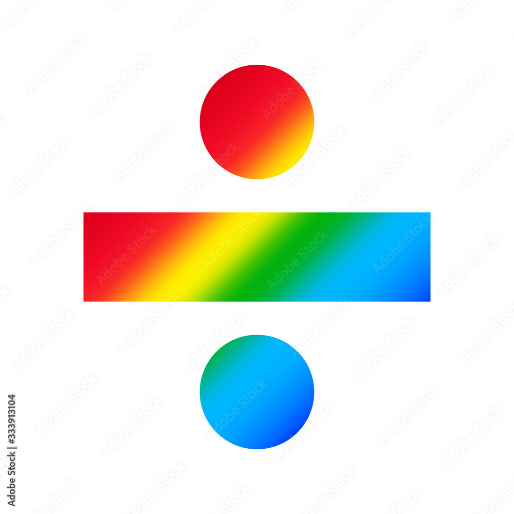 division sign isolated on white background, clip art divisions rainbow  colorful, illustration flat lay of division symbol, icon division for logo  and app design Stock Vector | Adobe Stock