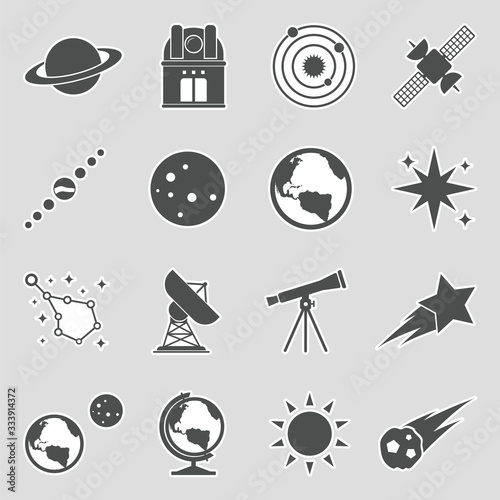 Astronomy Icons. Sticker Design. Vector Illustration.