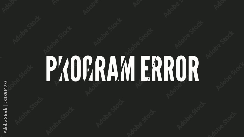 2d Animation motion graphics showing a program error text message. 4K video.