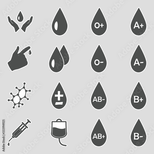 Blood Group Icons. Sticker Design. Vector Illustration.