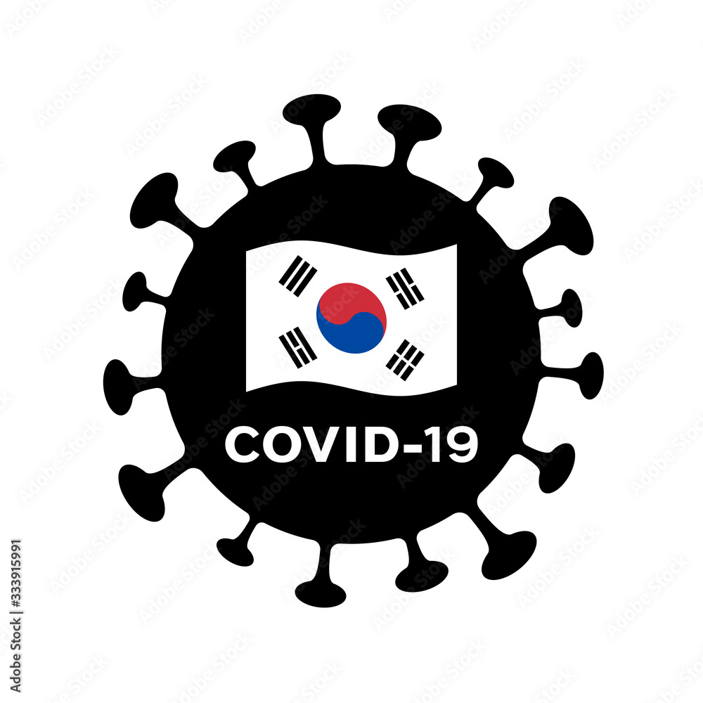 Fototapeta premium COVID-19 coronavirus and Korean flag