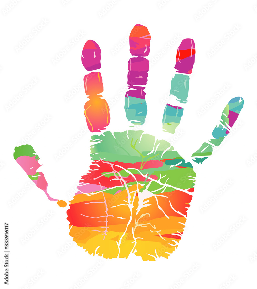 Bunter Handabdruck – Farbenfrohe Vektor Illustration