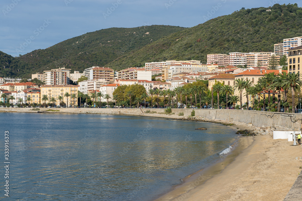 Ajaccio, Corsica / France.03/10/2015.Panoramic view of Ajaccio beach