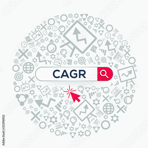 CAGR mean (compound annual growth rate) Word written in search bar ,Vector illustration.