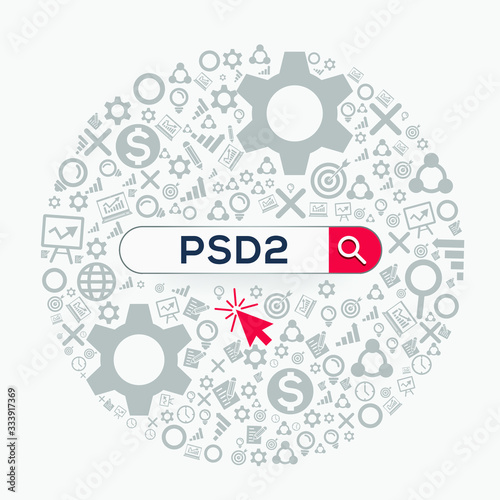 PSD2 mean  payment services directive  Word written in search bar  Vector illustration.
