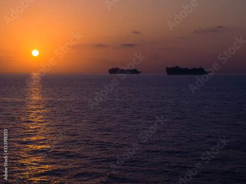 Cruise ships in the open ocean at the quarantine time during COVID-19 virus epidemic © STUDIO MELANGE