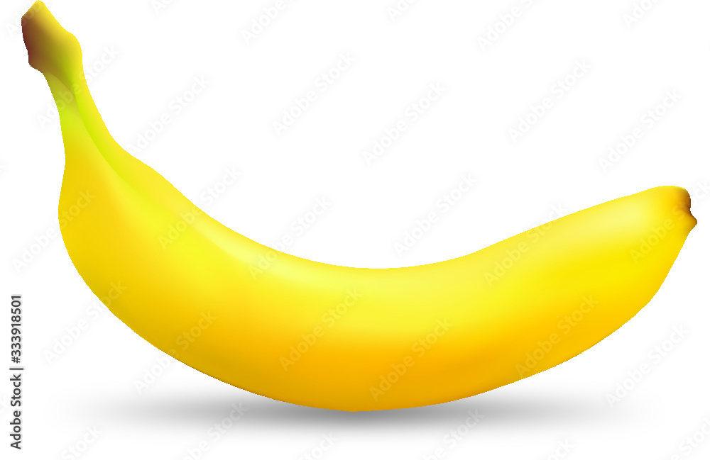 Banana isolated on white background. Realistic fruit. Vector illustration