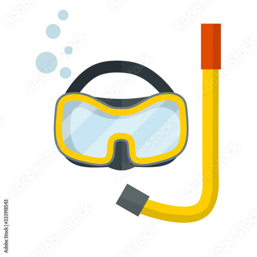 Scuba gear. Cartoon flat illustration. Rest and entertainment in sea and ocean. Snorkel and glasses. clothing of diver. item for diving and swimming under water