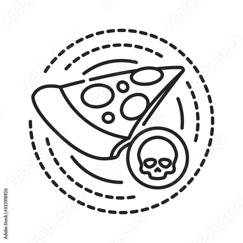 Junk food addiction black line icon. Physical or emotional dependence. Unhealthy lifestyle. Harmful nutrition. Pictogram for web page, mobile app, promo. UI UX GUI design element.