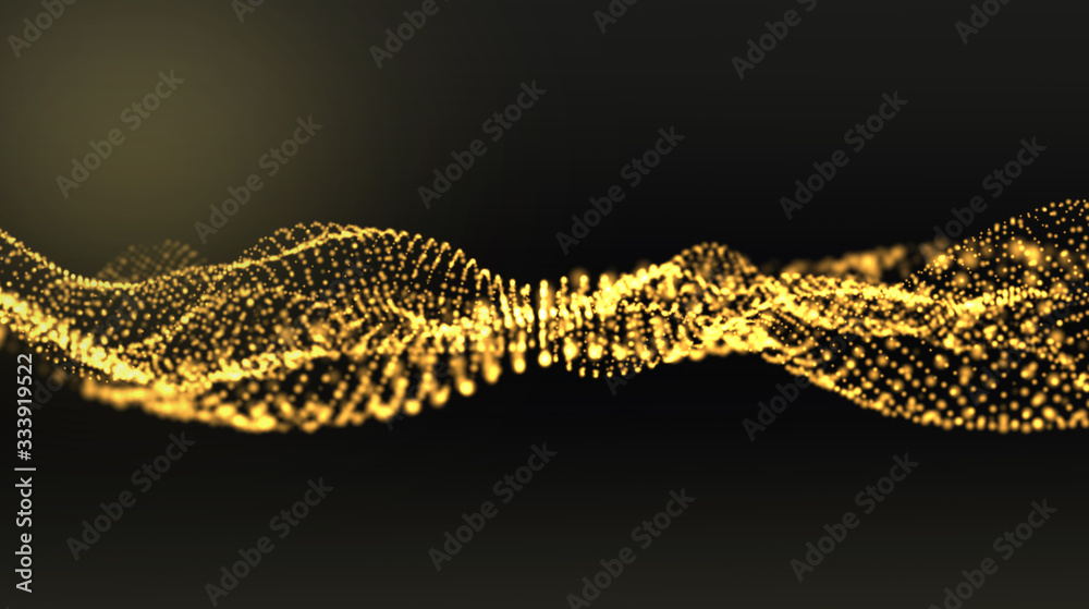 abstract golden shape and light particles in organic motion and engineering motion background. abstract golden shape and light particles in organic motion and engineering motion background.