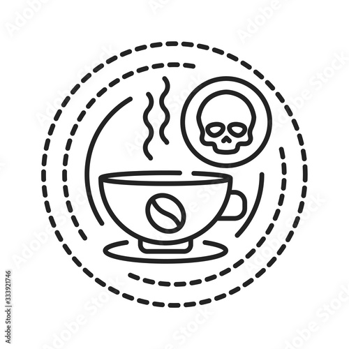 Coffee addiction black line icon. Dependence on caffeine consumption. Pictogram for web page, mobile app, promo. UI UX GUI design element. Editable stroke.