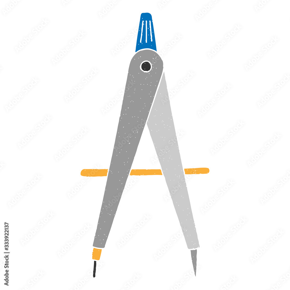 Compass Architecture vector design. digital hand drawn style. grain ...
