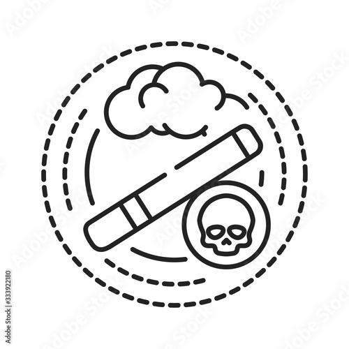 Smoking addiction black line icon. Physical or emotional dependence on nicotine. Pictogram for web page, mobile app, promo. UI UX GUI design element. Editable stroke.