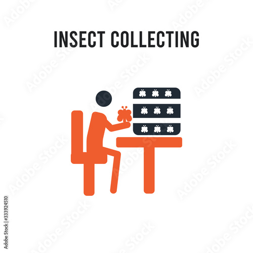 Insect collecting vector icon on white background. Red and black colored Insect collecting icon. Simple element illustration sign symbol EPS