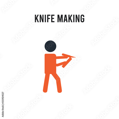 Knife making vector icon on white background. Red and black colored Knife making icon. Simple element illustration sign symbol EPS