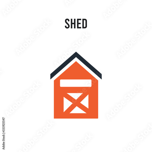 Shed vector icon on white background. Red and black colored Shed icon. Simple element illustration sign symbol EPS