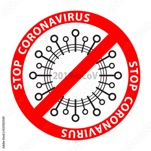 Coronavirus Bacteria Cell Icon, 2019-nCoV Novel Coronavirus Bacteria. No Infection and Stop Coronavirus Concepts. Dangerous Coronavirus Cell in China, Wuhan