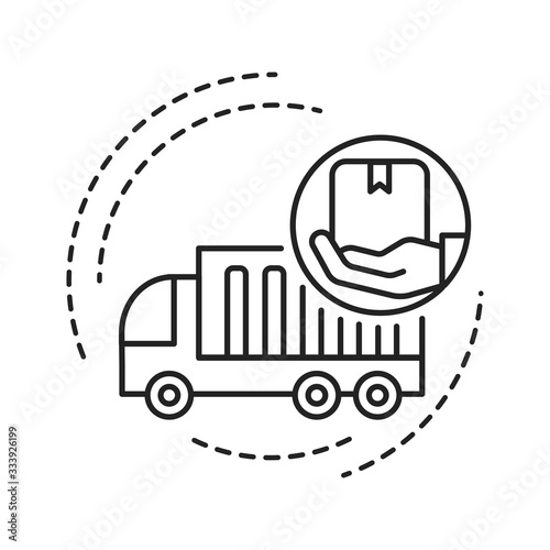 Moving help black line icon. Help from the initial packing and wrapping to heavy lifting and unpacking to final destination. Handyman services