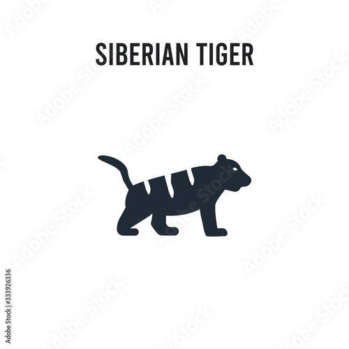 Siberian tiger vector icon on white background. Red and black colored Siberian tiger icon. Simple element illustration sign symbol EPS
