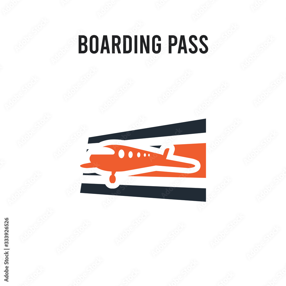 Boarding pass vector icon on white background. Red and black colored Boarding pass icon. Simple element illustration sign symbol EPS