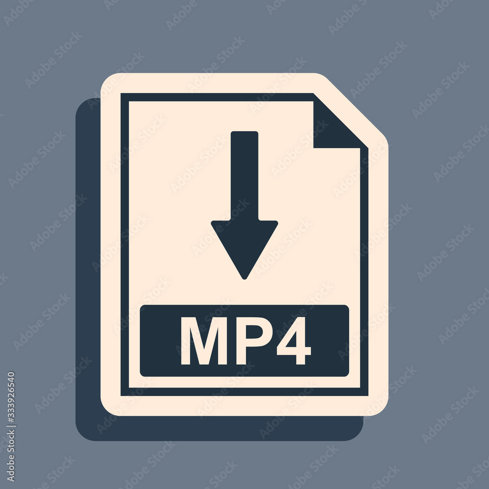 Black MP4 file document icon. Download MP4 button icon isolated on grey background. Long shadow style. Vector Illustration Black MP4 file document icon. Download MP4 button icon isolated on grey background. Long shadow style. Vector Illustration