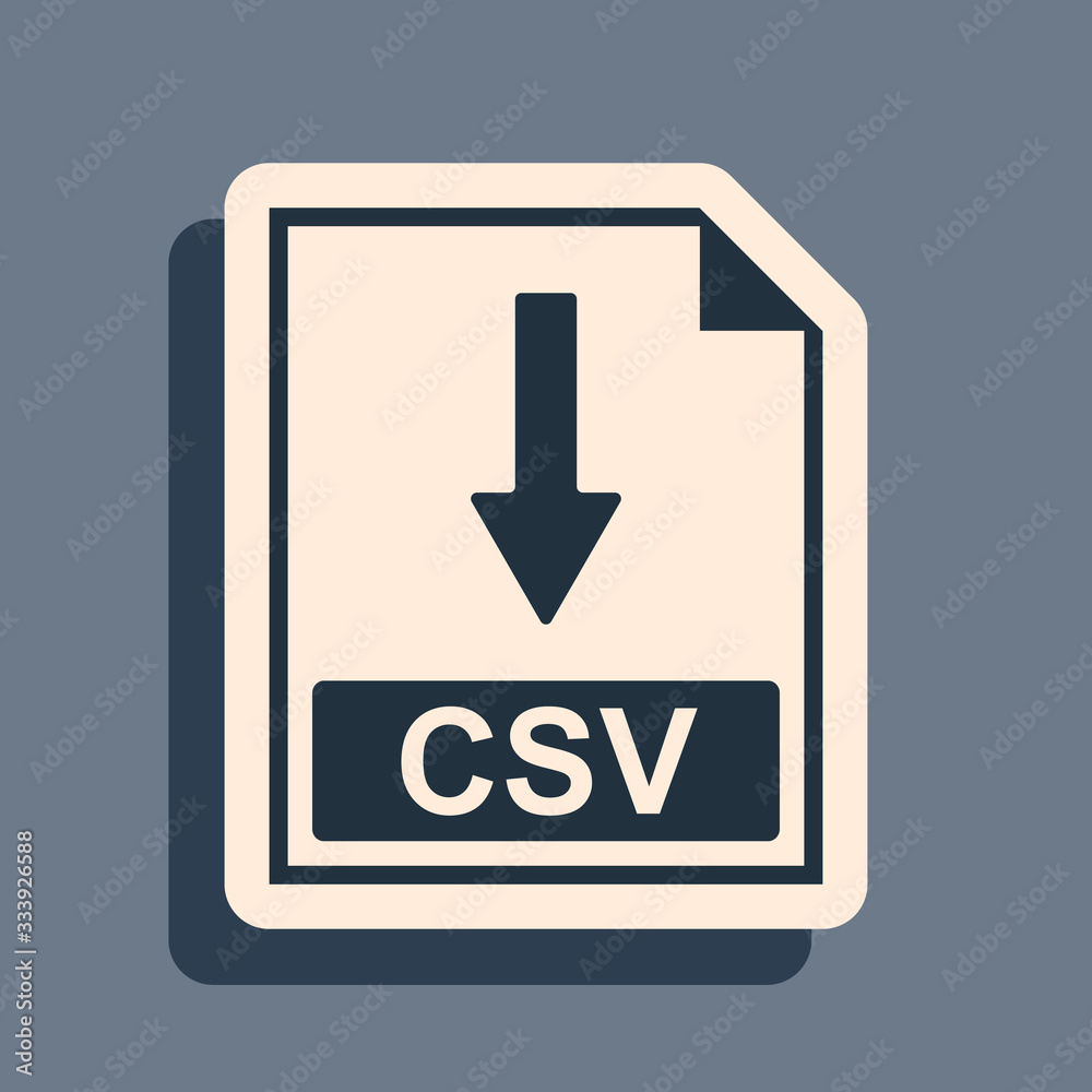Black CSV file document icon. Download CSV button icon isolated on grey background. Long shadow style. Vector Illustration Black CSV file document icon. Download CSV button icon isolated on grey background. Long shadow style. Vector Illustration