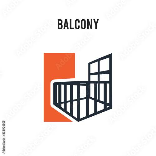Balcony vector icon on white background. Red and black colored Balcony icon. Simple element illustration sign symbol EPS