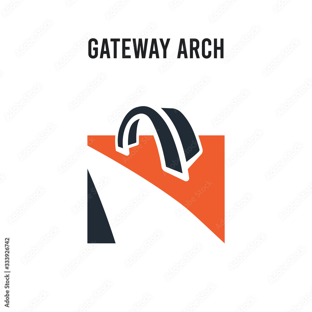 Gateway arch vector icon on white background. Red and black colored ...