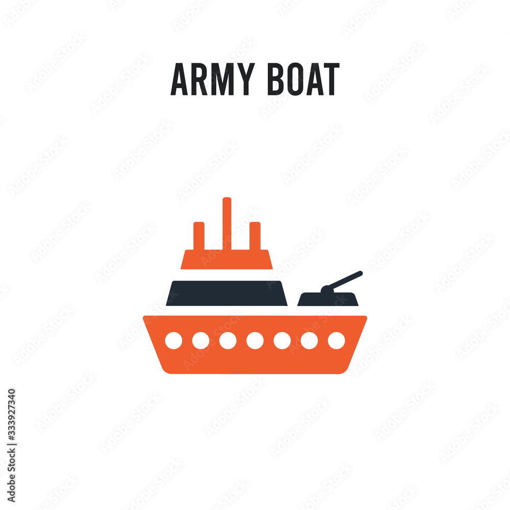 Obraz premium army boat vector icon on white background. Red and black colored army boat icon. Simple element illustration sign symbol EPS