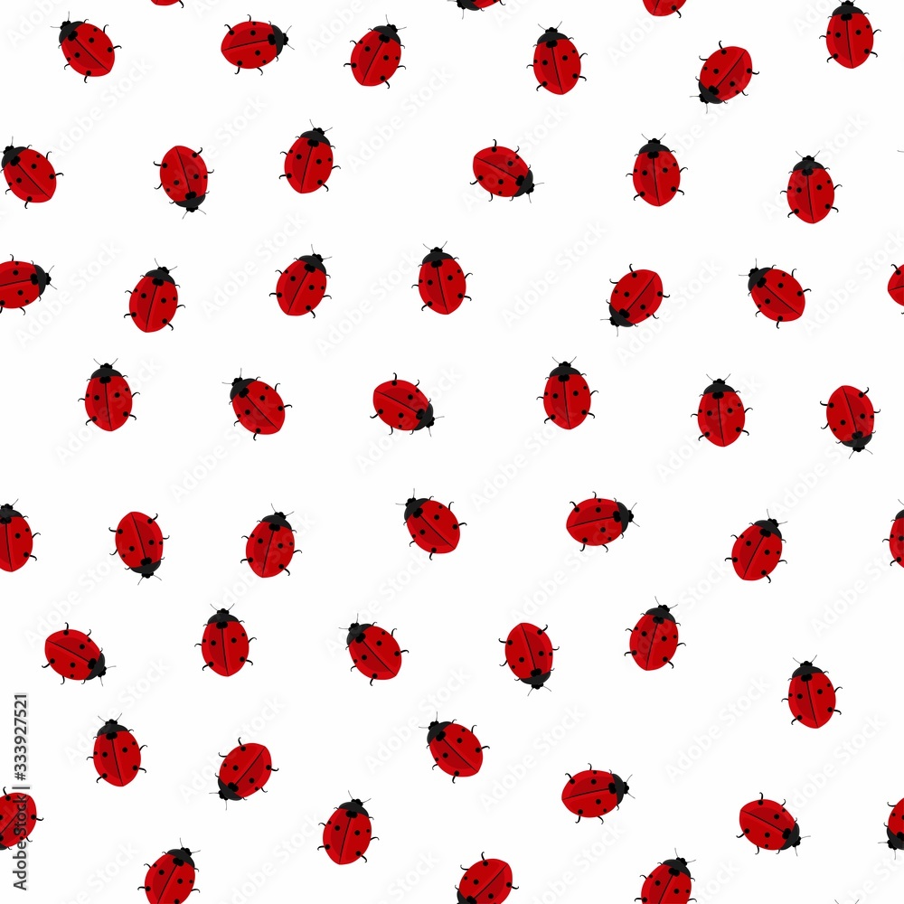 Ladybug seamless pattern. red ladybird cartoon style on white background. Cute summer illustration. Ladybug seamless pattern. red ladybird cartoon style on white background. Cute summer illustration.