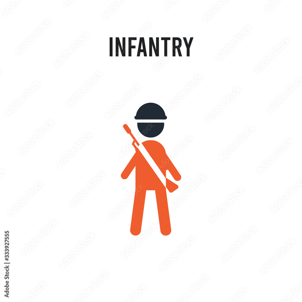 Infantry vector icon on white background. Red and black colored Infantry icon. Simple element illustration sign symbol EPS Infantry vector icon on white background. Red and black colored Infantry icon. Simple element illustration sign symbol EPS