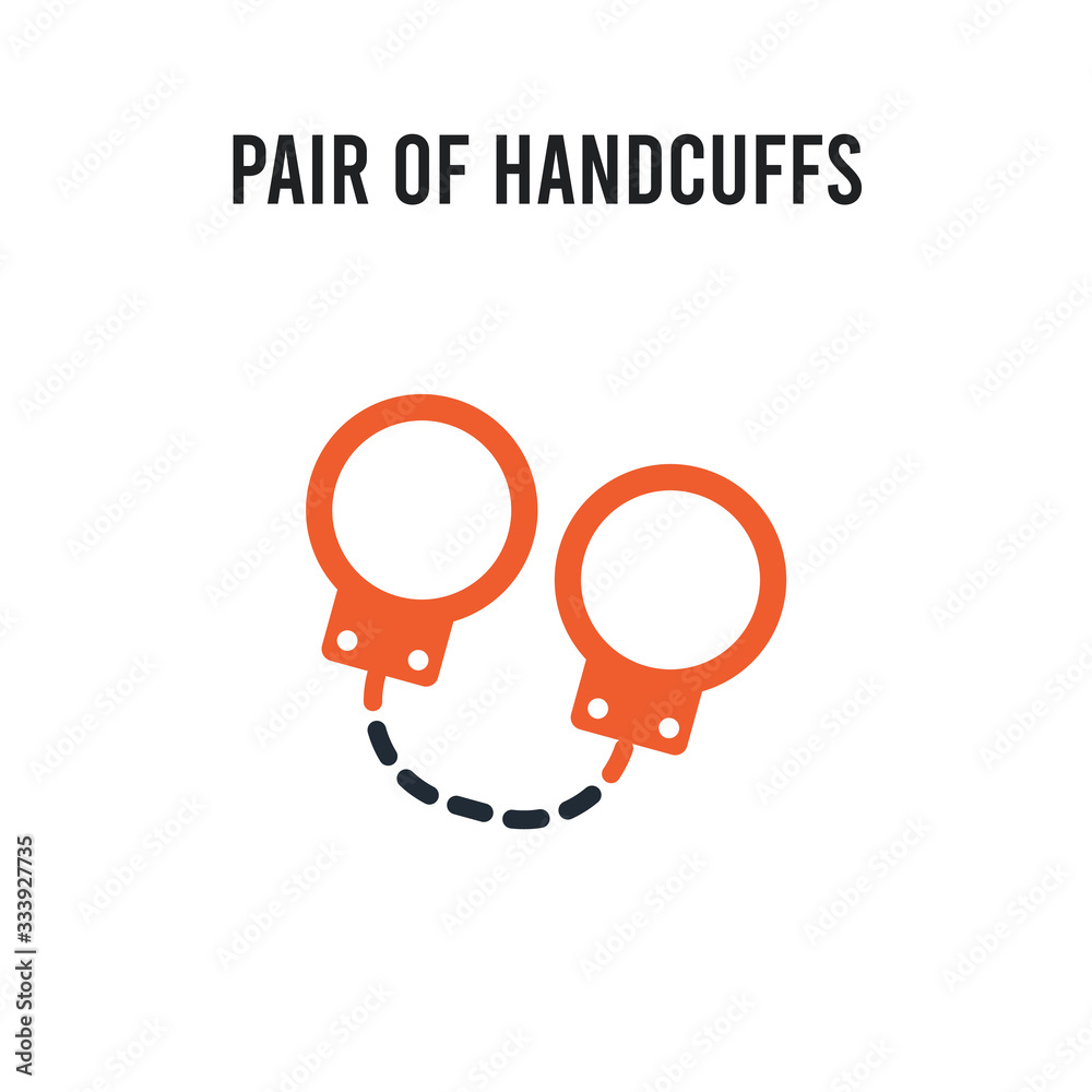 Pair of Handcuffs vector icon on white background. Red and black colored Pair of Handcuffs icon. Simple element illustration sign symbol EPS Pair of Handcuffs vector icon on white background. Red and black colored Pair of Handcuffs icon. Simple element illustration sign symbol EPS