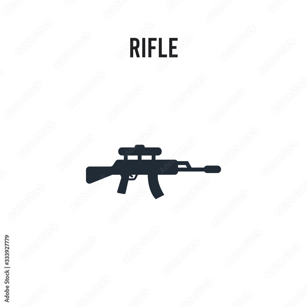 Rifle vector icon on white background. Red and black colored Rifle icon. Simple element illustration sign symbol EPS