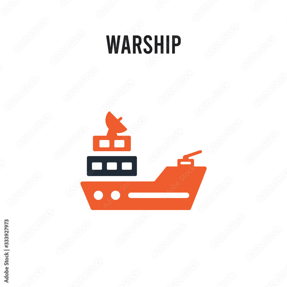 Warship vector icon on white background. Red and black colored Warship icon. Simple element illustration sign symbol EPS
