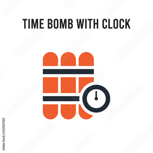 Time Bomb with Clock vector icon on white background. Red and black colored Time Bomb with Clock icon. Simple element illustration sign symbol EPS