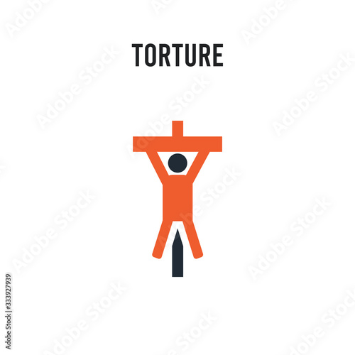 torture vector icon on white background. Red and black colored torture icon. Simple element illustration sign symbol EPS