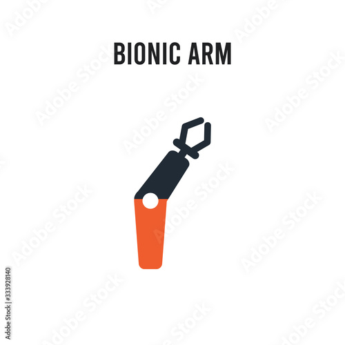 Bionic arm vector icon on white background. Red and black colored Bionic arm icon. Simple element illustration sign symbol EPS
