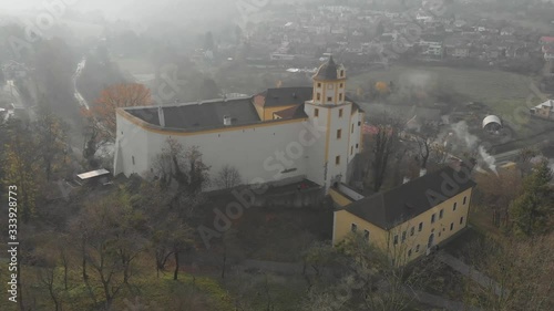 Aerial view of the castle Malenovice or hrad Malenovice in Czech Republic photo