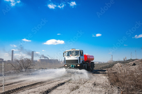 irrigating machine watering industrial mill tailing area