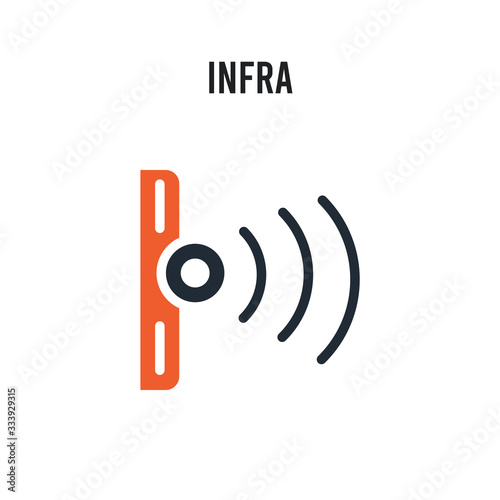 Infra vector icon on white background. Red and black colored Infra icon. Simple element illustration sign symbol EPS