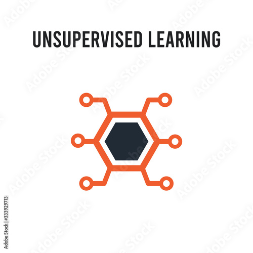 Unsupervised learning vector icon on white background. Red and black colored Unsupervised learning icon. Simple element illustration sign symbol EPS