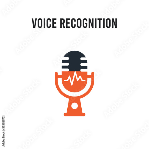 Voice recognition vector icon on white background. Red and black colored Voice recognition icon. Simple element illustration sign symbol EPS