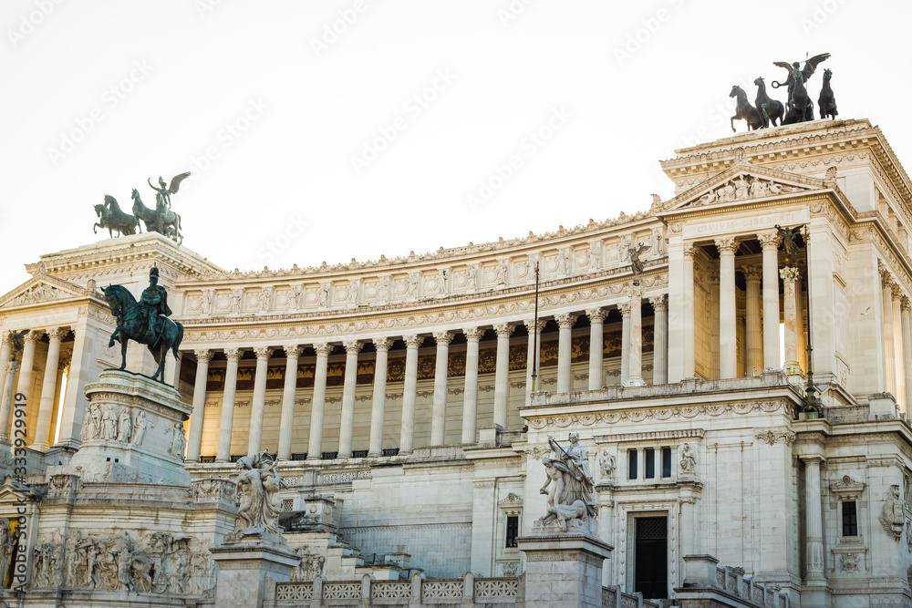 Rome. Venice square in Rome, Piazza Venezia. Sunny day. The Vittoriano.