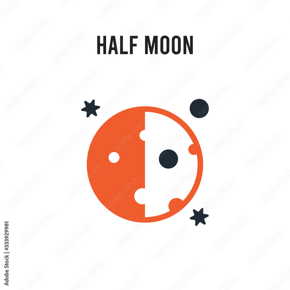Half moon vector icon on white background. Red and black colored Half moon icon. Simple element illustration sign symbol EPS