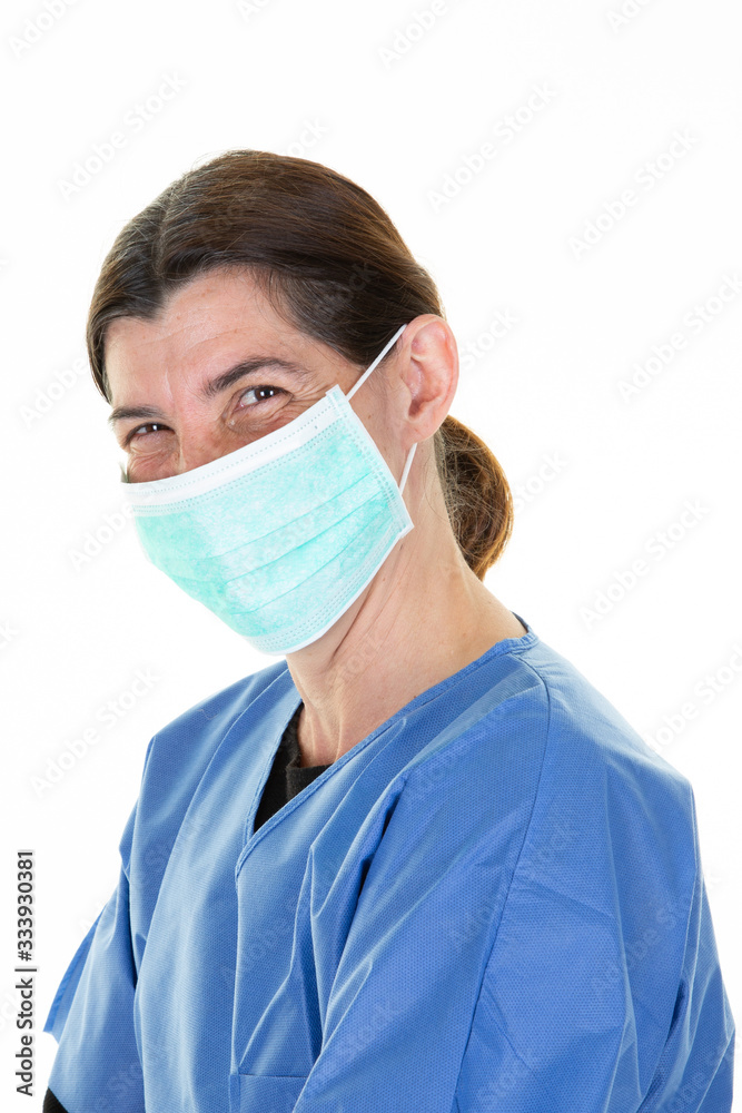 happy smiling young nurse with protective mask covid-19 Coronavirus happy smiling young nurse with protective mask covid-19 Coronavirus